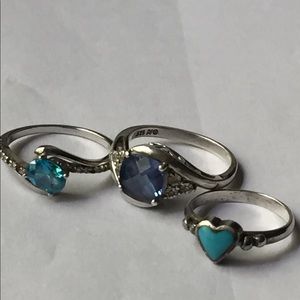 Three gemstone 925 sterling silver rings-sapphire by Vahan